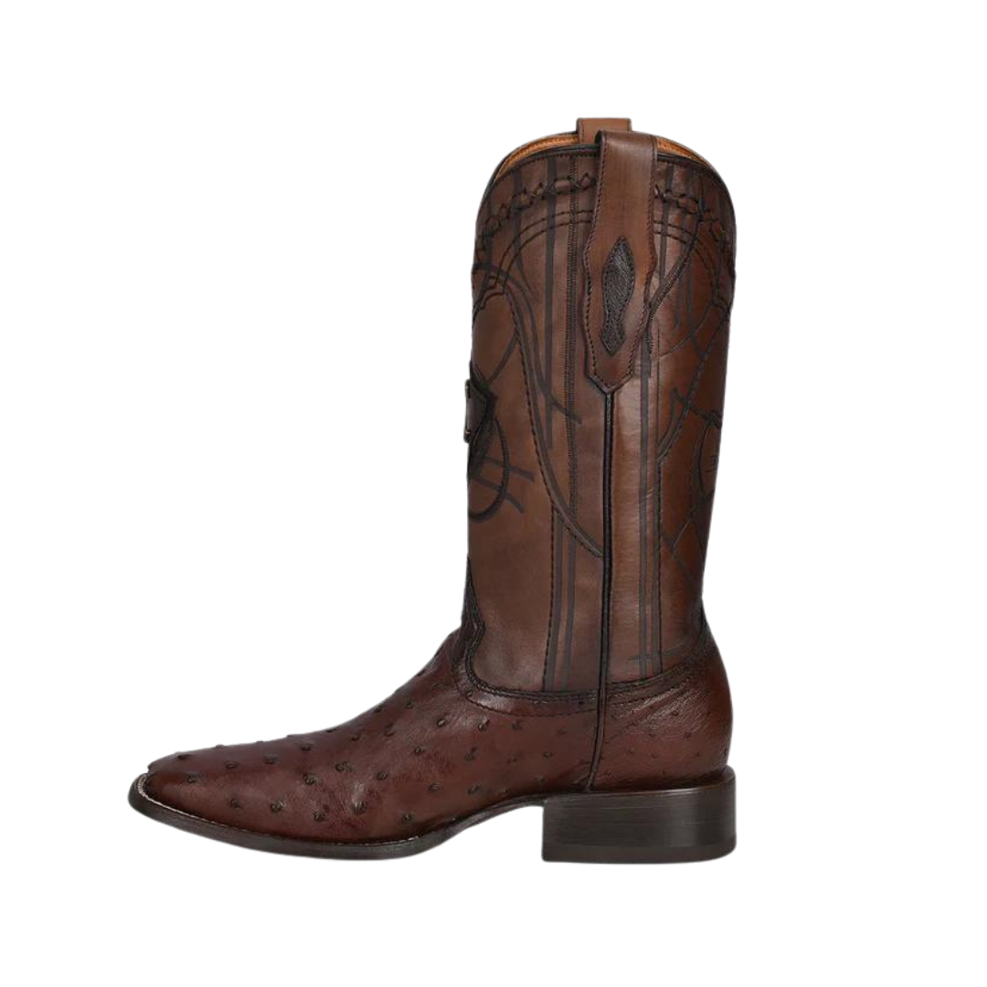 Cuadra CU677 MN Flame Brown Ostrich Laser & Embroidery Square Toe