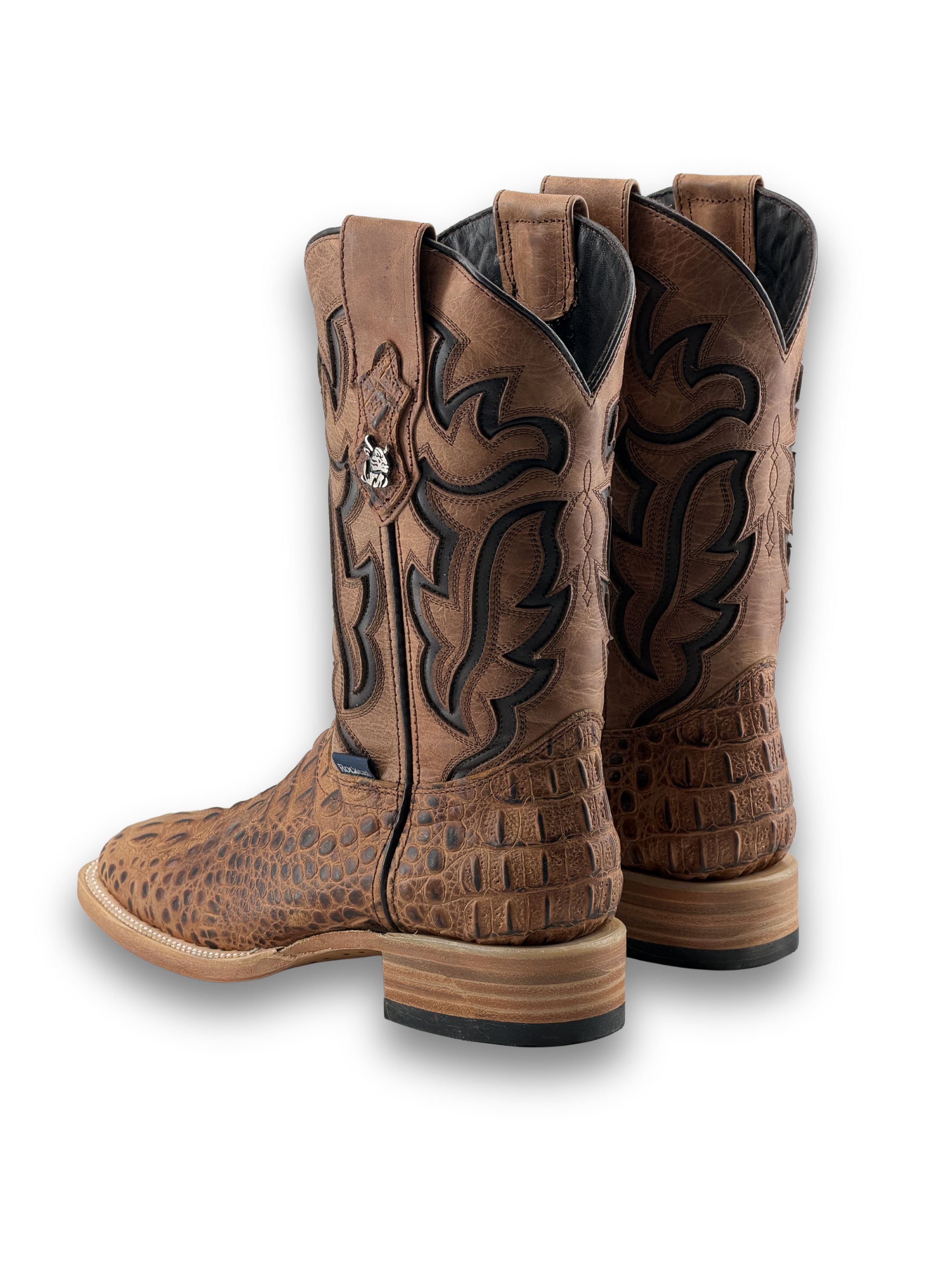 Bruce Matte Caiman Hornback Square Toe Cowboy Boot