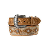Nocona Diamond Overlay Tan Cowboy Belt