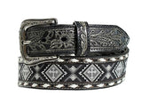 Nocona Western Belt Mens Beaded Cross Buck Stitching