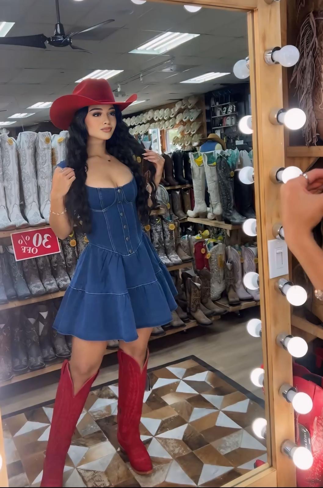 Strap Denim Ruffle Babydoll Dress jj