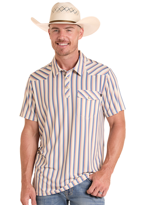 Rock & Roll Western Stripe Short Sleeve Polo