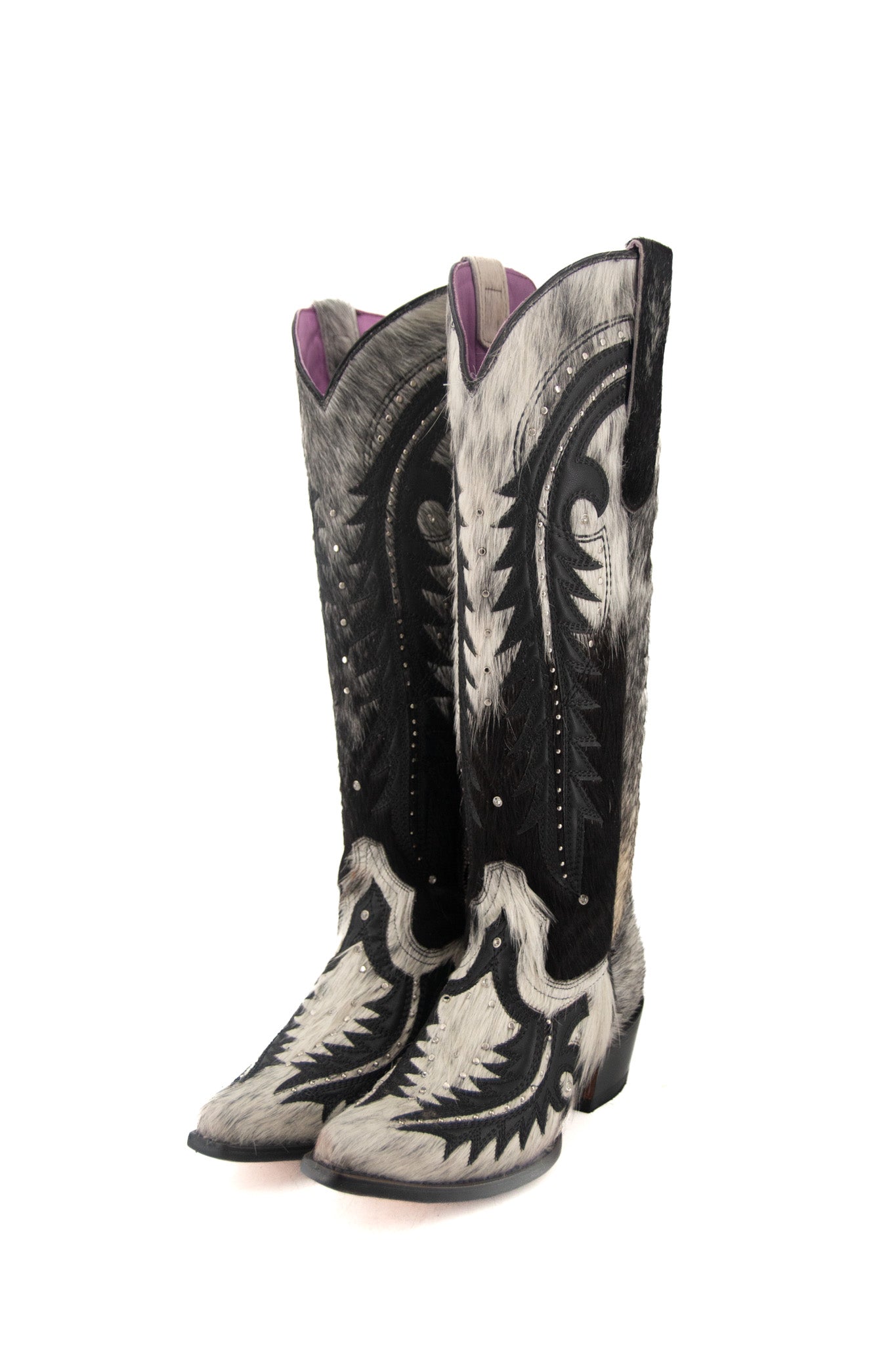 Amanda Tall Cowhide Cowgirl Boot Size 7 Box A6