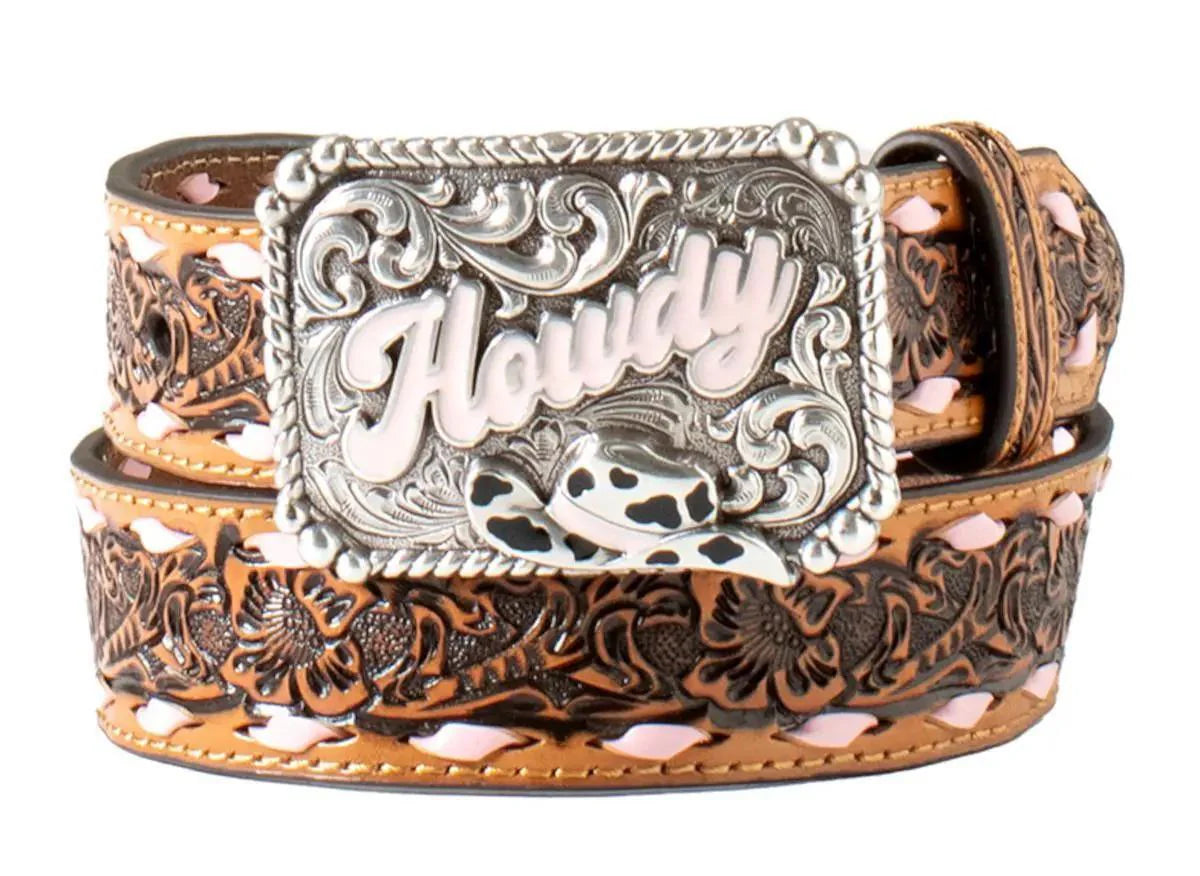 Angel Ranch Tooled Howdy Buckle Kids Belt