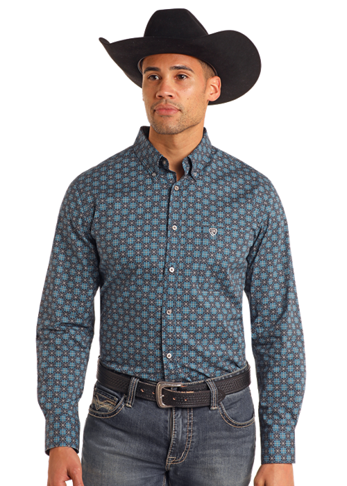 Men's Panhandle Medallion Printed Long Sleeve Western Shirt BMB4S05483