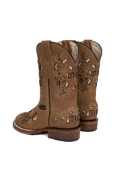 Little Campanas Tabaco Square Toe Cowgirl Boot