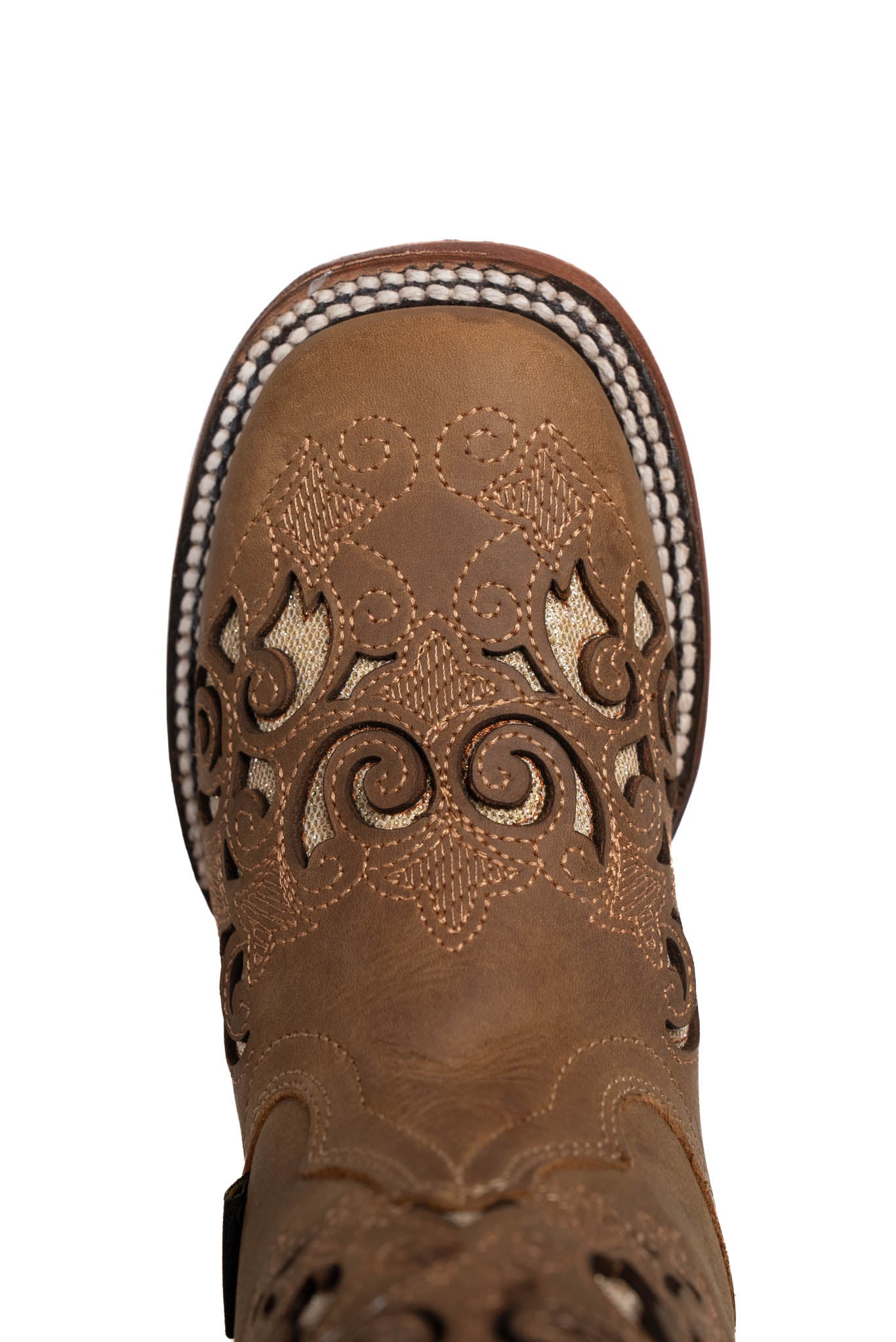 Little Campanas Tabaco Square Toe Cowgirl Boot