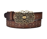 Cuadra BC245 LD Engraved & Studs Leather Women Belt