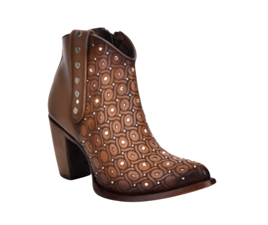 Women Cuadra CU481 LD Maple Laser & Crystals  & Studs Round Toe