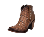 Women Cuadra CU481 LD Maple Laser & Crystals  & Studs Round Toe