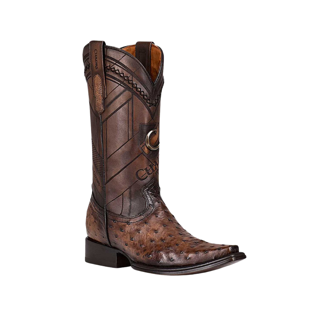 Cuadra CU597 MN Arauco Chocolate Ostrich Laser & Woven Narrow Square Toe