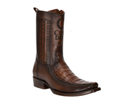 Cuadra CU698 MN Brown Caiman Laser & Woven Narrow Square Toe