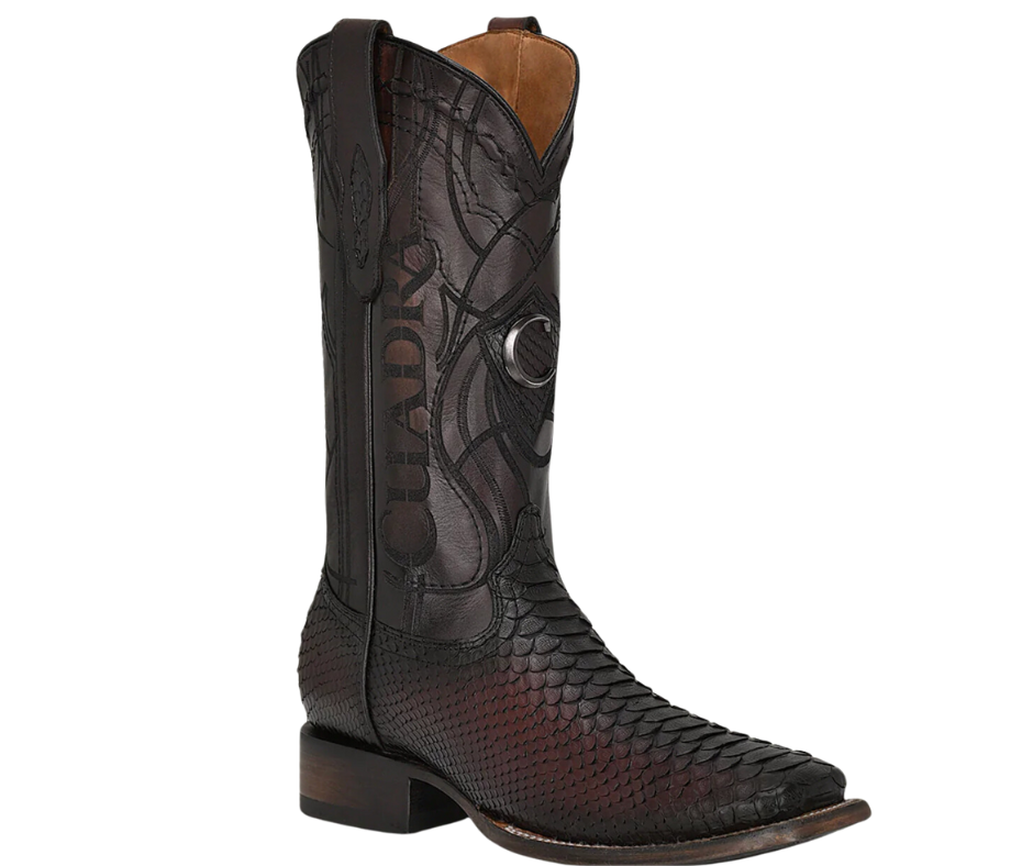 Cuadra CU746 MN Lisboa Cherry Python Embroidery & Laser & Woven Square Toe