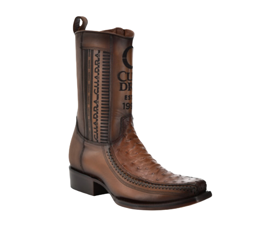 Cuadra CU804 MN Moroni Chestnut Ostrich Laser & Woven Narrow Square Toe