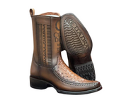 Cuadra CU804 MN Moroni Chestnut Ostrich Laser & Woven Narrow Square Toe