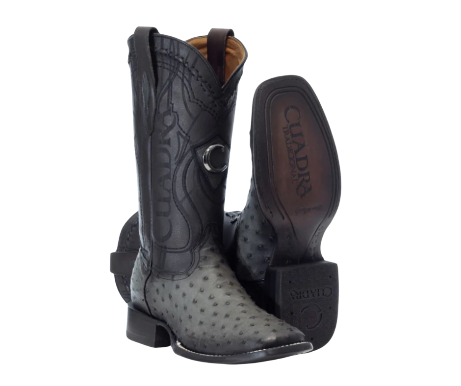 Cuadra CU806 MN Flame Grey Ostrich Laser & Embroidery Square Toe