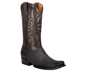 Cuadra CU607 MN Plunge Black Python Laser & Embroidery Narrow Square Toe