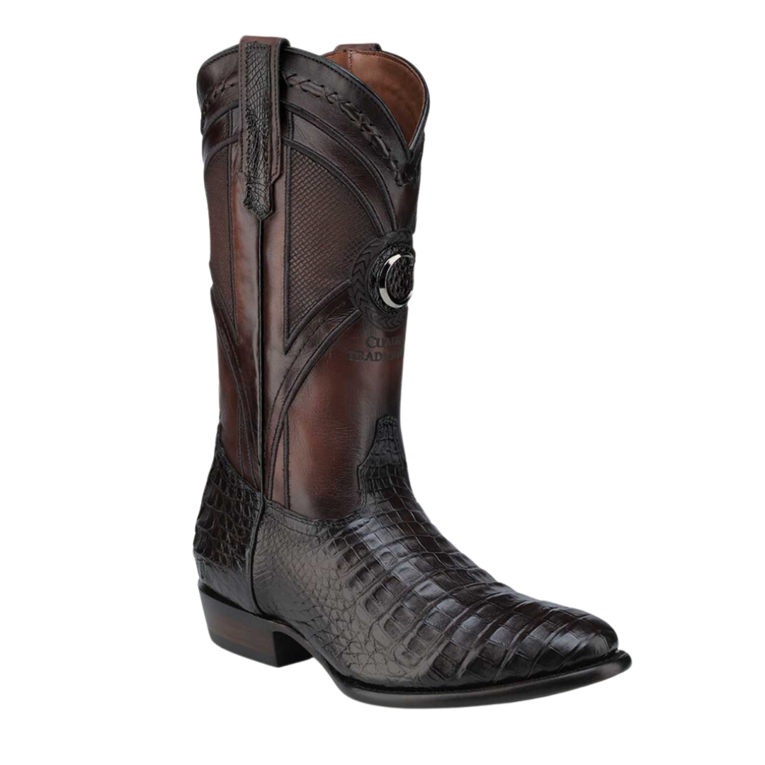 Cuadra CU857 MN Brown Caiman Embroidery, Laser & Woven J Toe