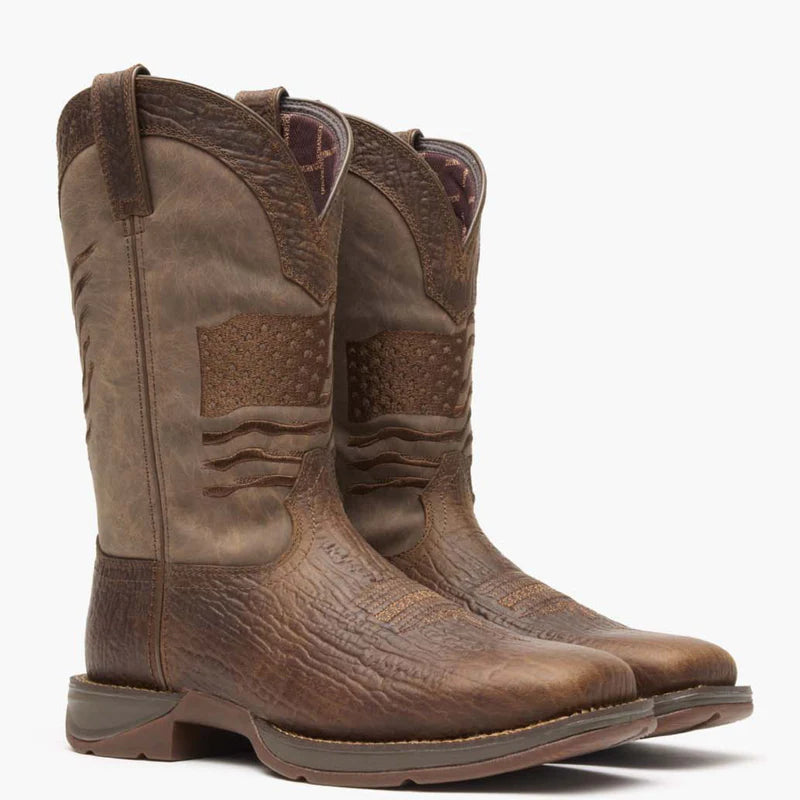 Durango DDB0314 Rebel Brown Distressed Flag Embroidery Western Boot