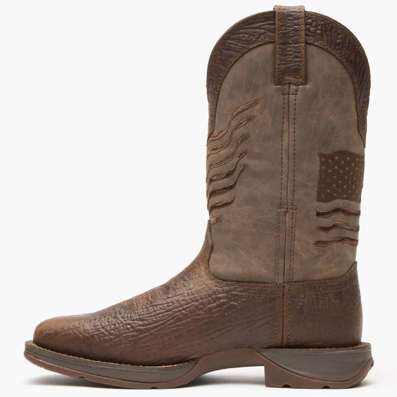 Durango DDB0314 Rebel Brown Distressed Flag Embroidery Western Boot