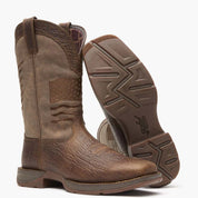 Durango DDB0314 Rebel Brown Distressed Flag Embroidery Western Boot