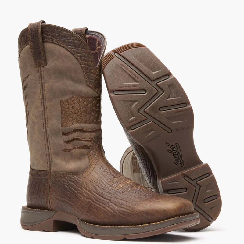 Durango DDB0314 Rebel Brown Distressed Flag Embroidery Western Boot