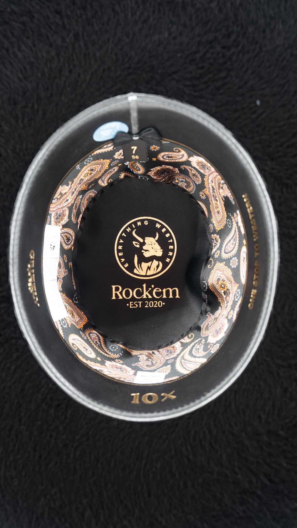 Rock'em 10X Black Grizzly Fur Open Crown Felt Cowboy Hat