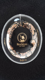 Rock'em 10X Black Grizzly Fur Open Crown Felt Cowboy Hat