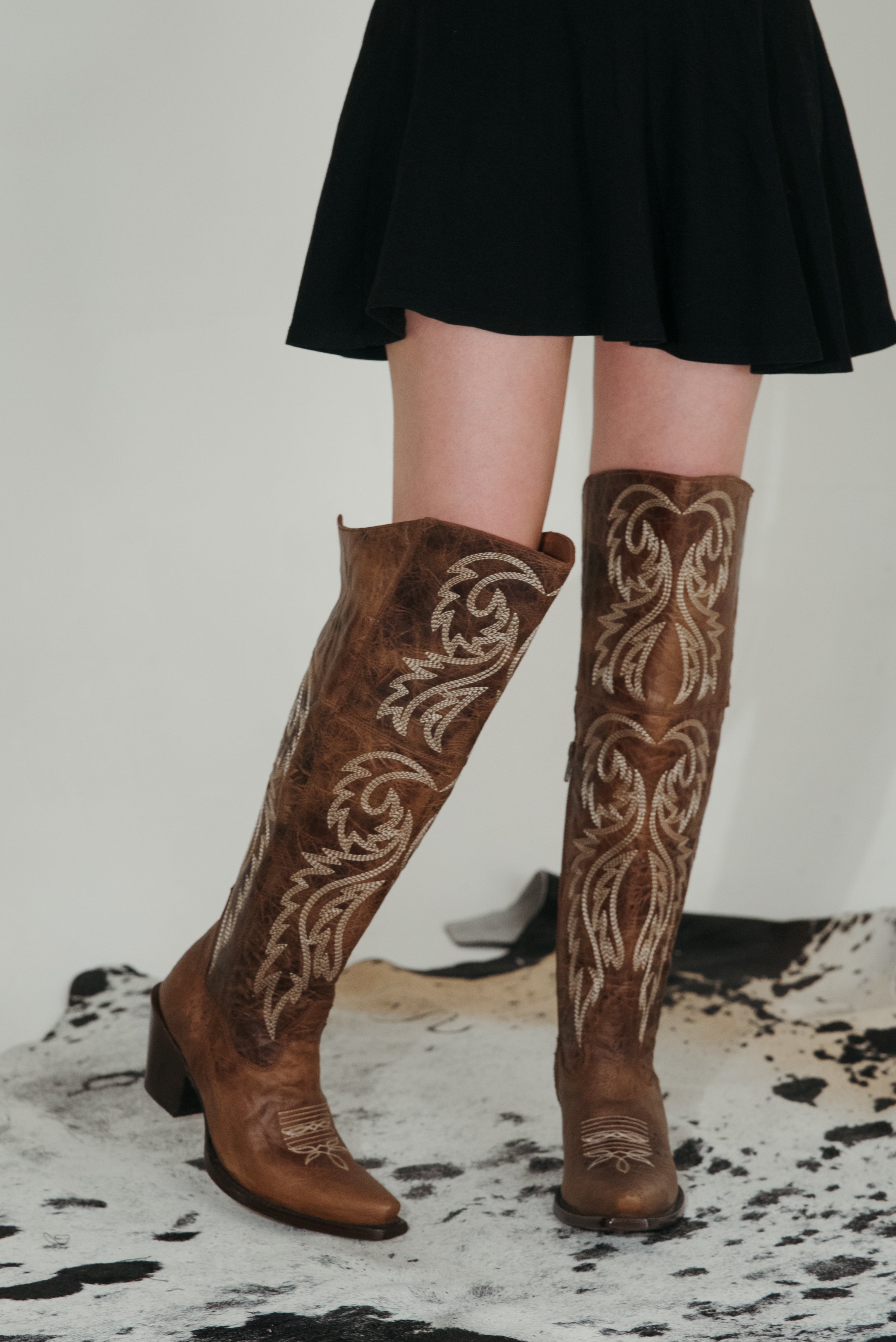 High knee cheap cowboy boots