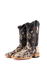 Aztec Cowhide Square Toe Cowboy Boot Size 7 Box UM4