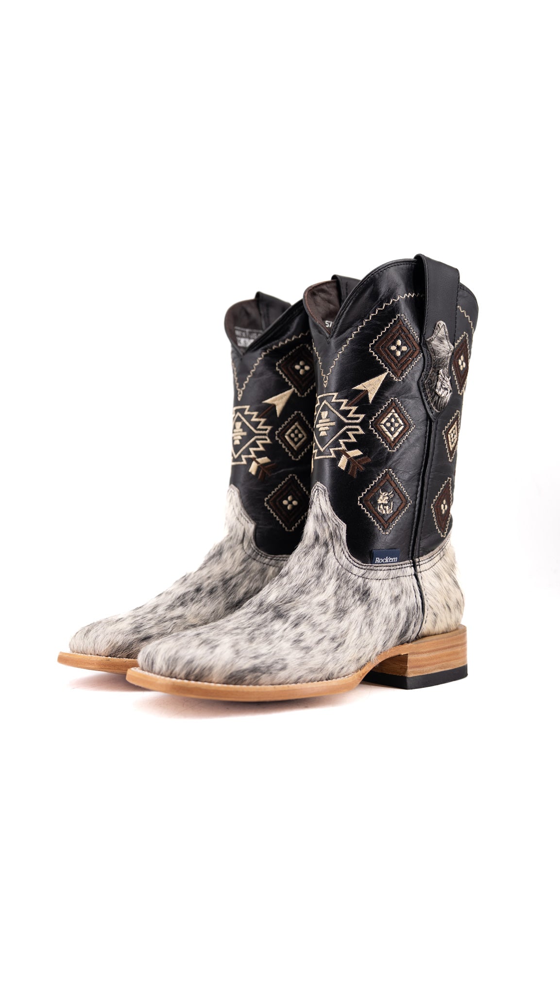 Aztec Cowhide Square Toe Cowboy Boot Size 7.5 Box UM7