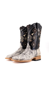 Aztec Cowhide Square Toe Cowboy Boot Size 7.5 Box UM7
