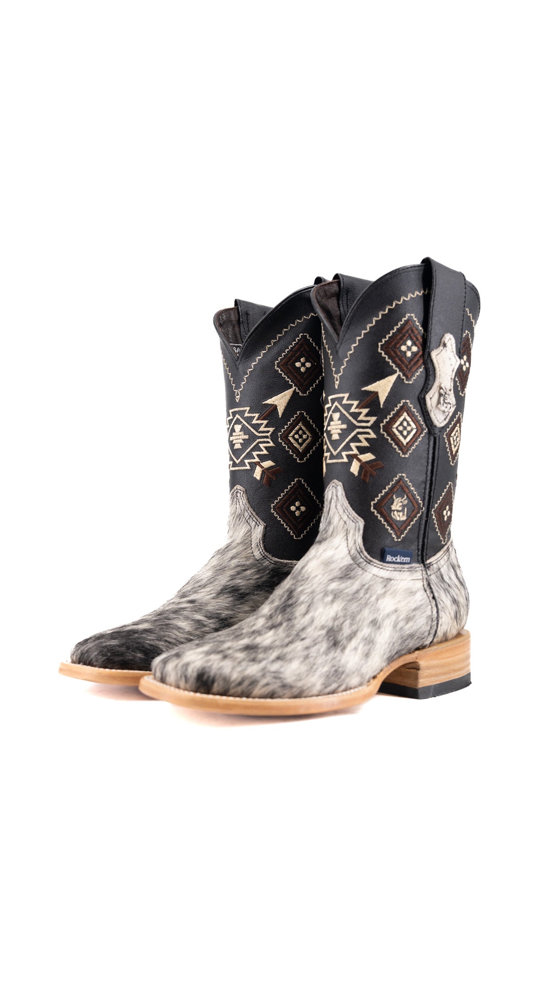 Aztec Cowhide Square Toe Cowboy Boot Size 6 Box UM25 – Rock'Em