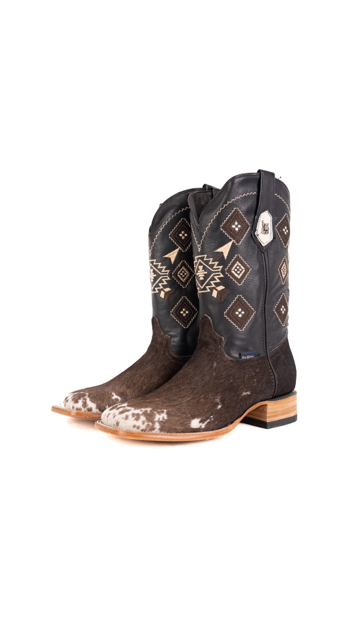 Aztec Cowhide Square Toe Cowboy Boot Size 11 Box YM20