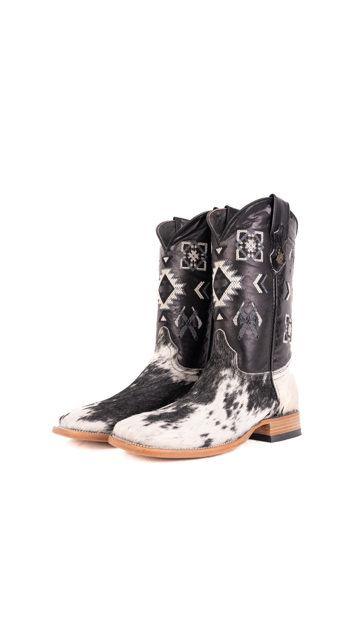 Aztec Cowhide Square Toe Cowboy Boot Size 10 Box YM22