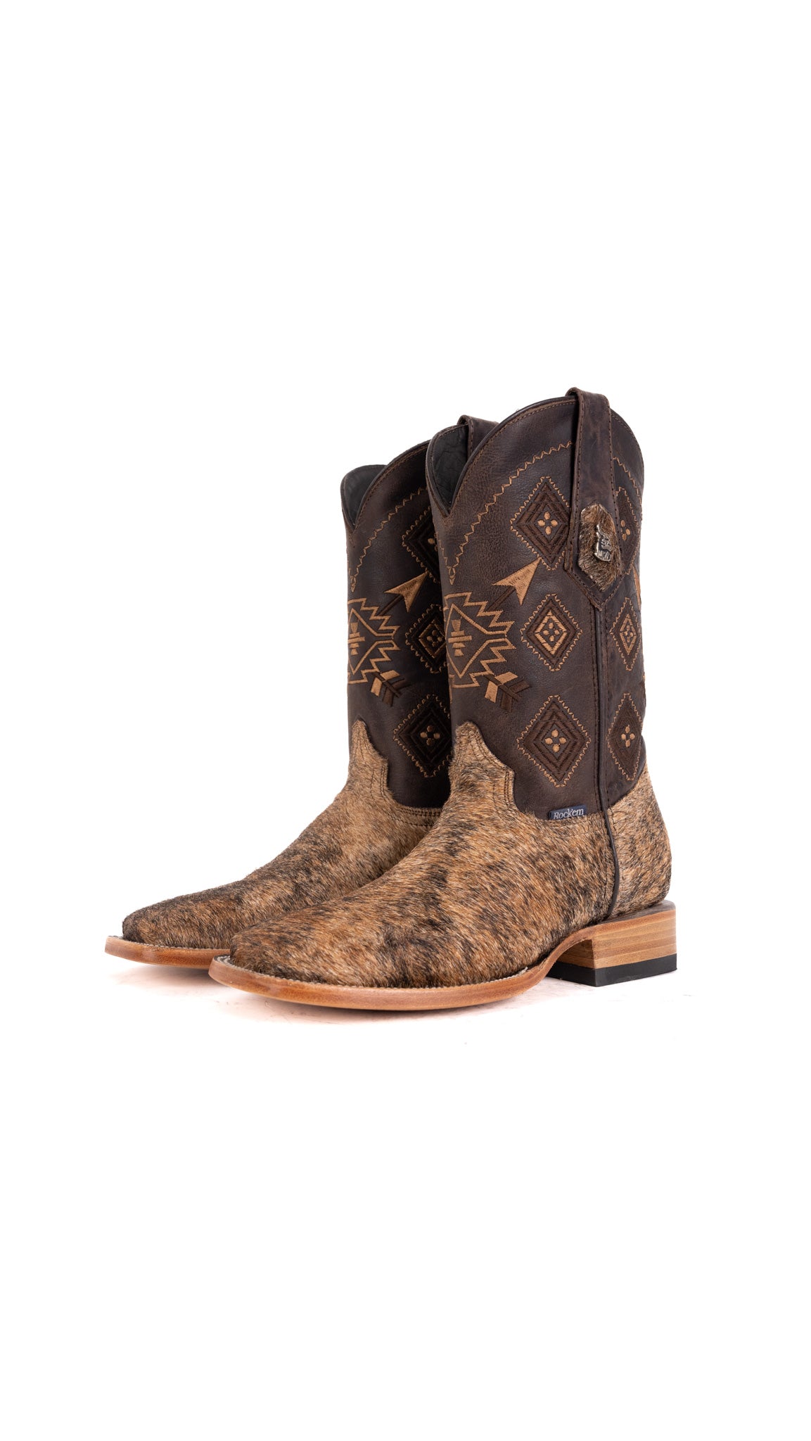 Aztec Cowhide Square Toe Cowboy Boot Size 6 Box YM24