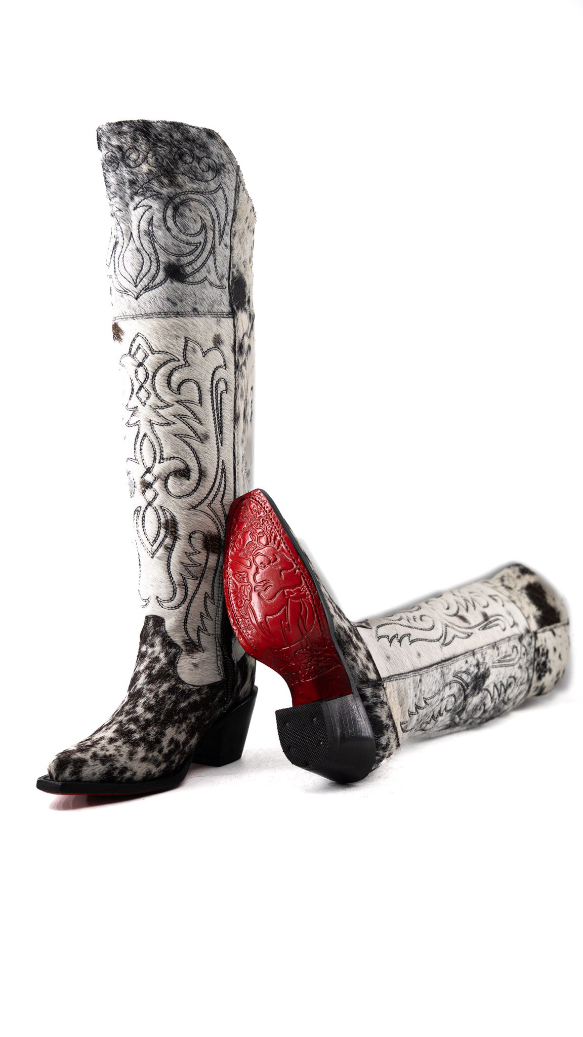 Amour Cowhide Knee High Snip Toe Cowgirl Boot Size 5 Box RW1
