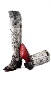 Amour Cowhide Knee High Snip Toe Cowgirl Boot Size 5 Box RW1
