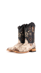 Aztec Cowhide Square Toe Cowboy Boot Size 7.5 Box YM29