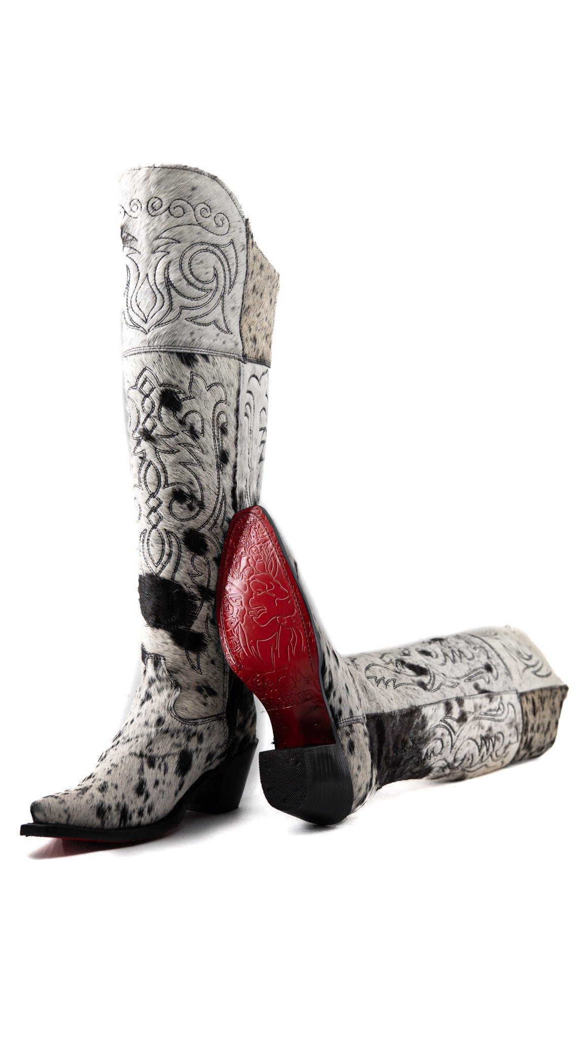 Amour Cowhide Knee High Snip Toe Cowgirl Boot Size 7.5 Box RW4