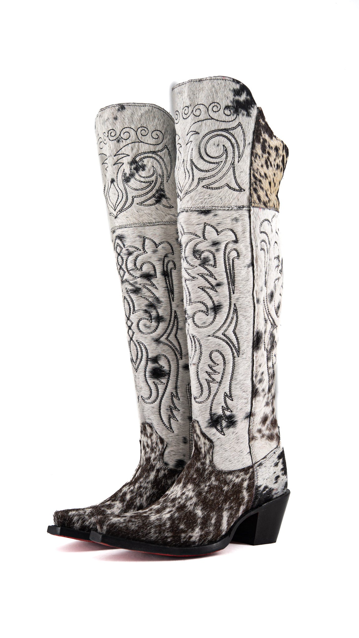 Amour Cowhide Knee High Snip Toe Cowgirl Boot Size 8 Box RW5
