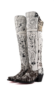 Amour Cowhide Knee High Snip Toe Cowgirl Boot Size 8 Box RW5