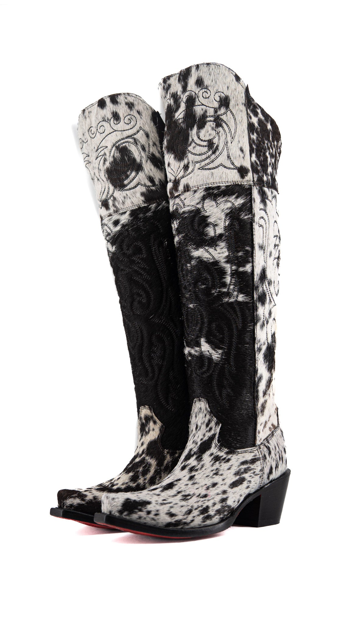 Amour Cowhide Knee High Snip Toe Cowgirl Boot Size 8 Box RW6