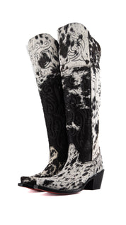 Amour Cowhide Knee High Snip Toe Cowgirl Boot Size 8 Box RW6