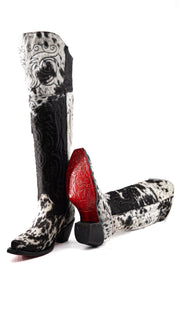 Amour Cowhide Knee High Snip Toe Cowgirl Boot Size 8 Box RW6
