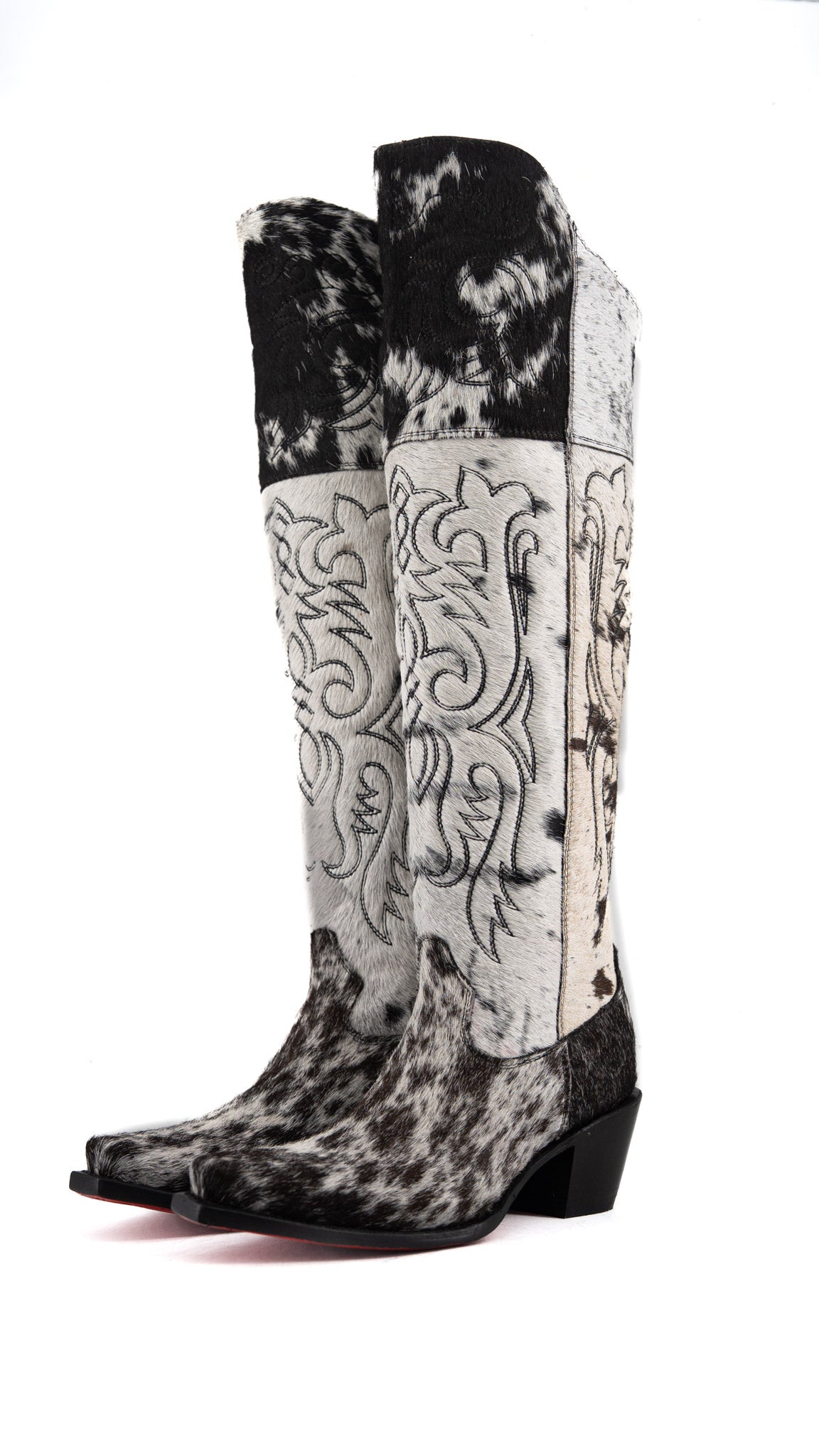 Amour Cowhide Knee High Snip Toe Cowgirl Boot Size 8.5 Box RW7
