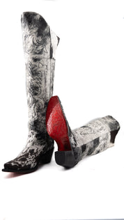 Amour Cowhide Knee High Snip Toe Cowgirl Boot Size 10 Box RW9