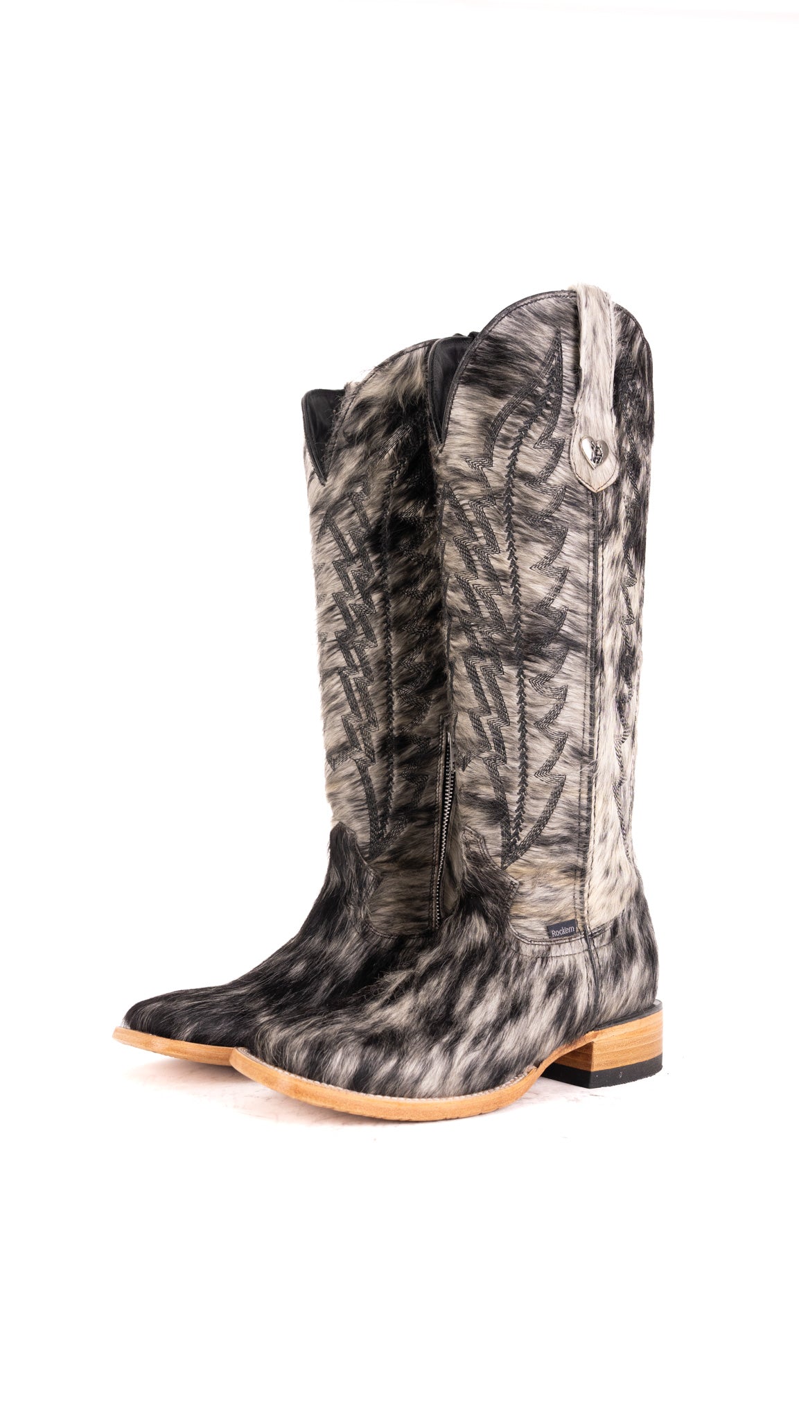 Charlotte Tall Cowhide Square Toe Cowgirl Boot Size 8 Box ZW11