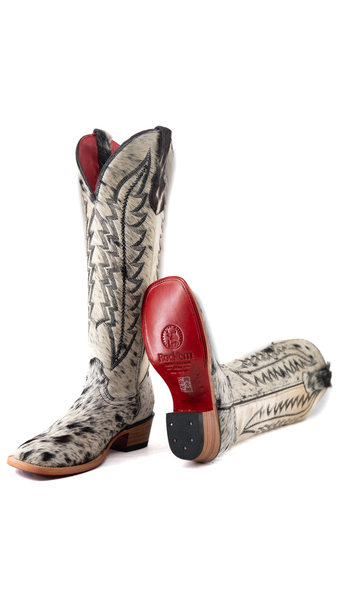 Charlotte Tall Red Bottom Cowhide Snip Toe Cowgirl Boot Size 6 RW24