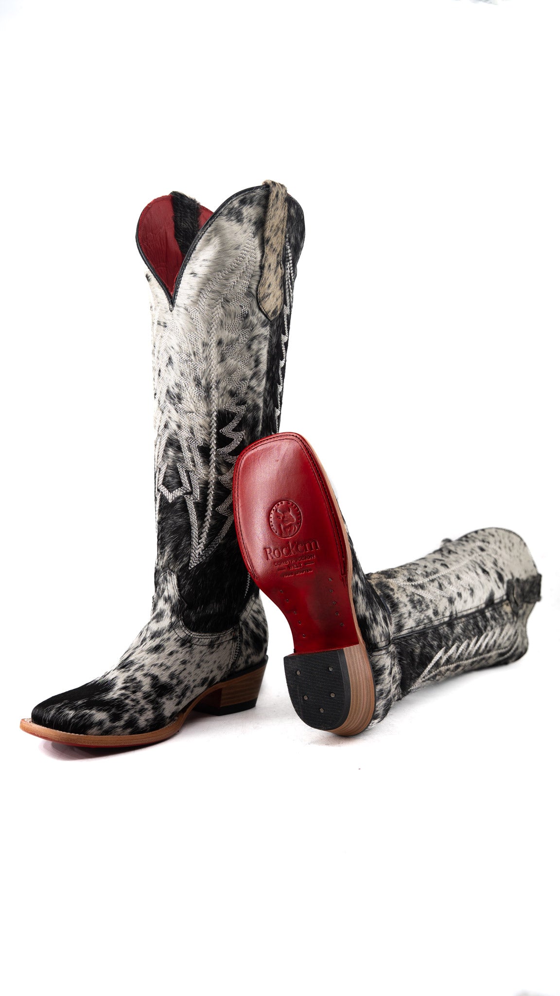 Charlotte Tall Red Bottom Cowhide Snip Toe Cowgirl Boot Size 8 RW32